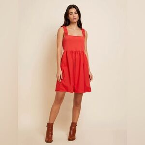 Nation LTD Harlyn Babydoll Mini Dress Anthropologie red made in Peru cotton MED